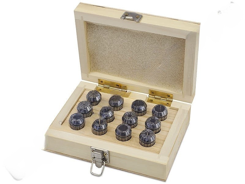 Набор цанг прецизионных в деревянном кейсе <ER20AA-12 pcs