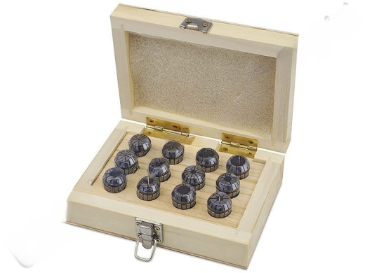 Набор цанг прецизионных в деревянном кейсе <ER20AA-12 pcs